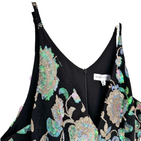 Dress The Population Adriana Sequin Bodice Floral V Neck Gown Size XL NWT - Picture 6 of 12